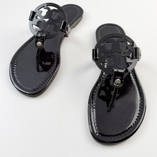 Tory Burch Women Miller Patent Sandals Leather Coconut Thin Bottom Shoes US7-10