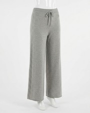 Moncler Women Gray Tricot Logo Patch Cashmere Wool Knit Sweat Pants Size L
