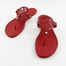 Tory Burch Women's Miller Sandals Leather Tory Red Thin Bottom Shoes US7-10
