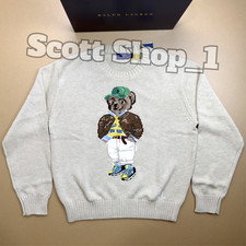 POLO RALPH LAUREN Polo Bear New York Varsity Cream Knit Sweater Men's NWT - XL