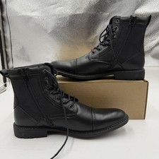 Steve Madden Bunsin Combat Boots Men's Size 11.5 Zip Ankle Shoes, Black Lace Up (New without box)
