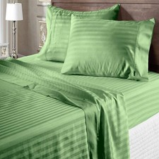 US Sizes 9"-30" Extra Deep Pocket 1000 TC Egyptian Cotton Sheets Moss Stripe