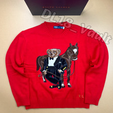 POLO RALPH LAUREN Polo Bear Equestrian Horse Red Knit Sweater Crewneck Men’s M