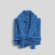 M Turkish Cotton Pinstripe Robe Yacht & Oxford - Parachute (New without tags)