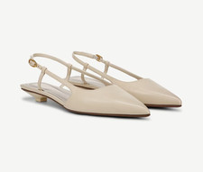 Sarto Women Pheby Ivory White Leather Slingback Pointed Toe Flat Sz 8.5 (New without box)