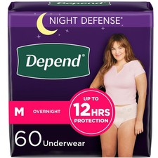 Depend Night Defense Women's Night Incontinence Underwear - M - 60ct (Open box)