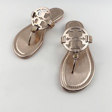 Tory Burch Women's Miller Sandals Leather Rose Gold Thin Bottom Shoes US7-10