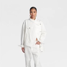 KBB by KAHLANA Women 'The Asym Denim Jacket' - White XL