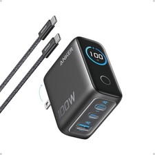 Anker Charger, 100W Max Ultra-Compact 3-Port GaN USB C Charger Block