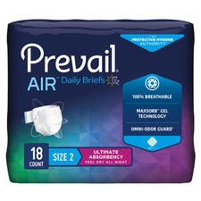 Prevail Air Adult Incontinence Brief Size 2 / Large Heavy Absorbency Breathable