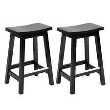 Bar Stools Set of 2 for Kitchen Counter Solid Wooden Saddle Stools 24"-30"Height