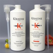 WITH PUMPS Kerastase Nutritive Bain Satin RICHE & Lait Vital 34oz / 1000ml (New without box)