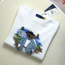 POLO RALPH LAUREN Men's Polo Bear Lighthouse Crewneck Sweater White Size Medium