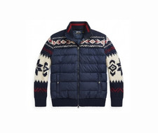 Polo Ralph Lauren Fair Isle USA Flag Wool Alpaca Down Snowflake Puffer Jacket