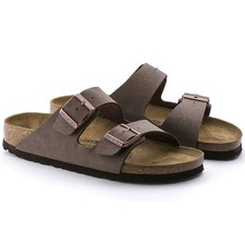 Birkenstock Arizona Mocha Birkibuc Leather Soft Footbed Sandals Select Size