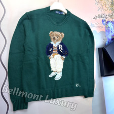 POLO RALPH LAUREN Polo Bear Green Knit Crewneck Sweater Men's size L NWT