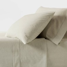 Queen 250 Thread Count Organic Percale Sheet Set Green Chambray - Threshold:
