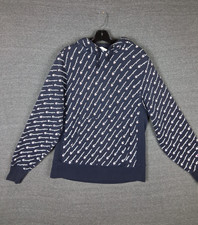 Champion Sweatshirt Adult M Blue Reverse Weave AOP Logo Hoodie Casual