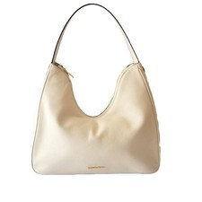Michael Kors Nayla Medium Hobo Shoulder Bag Light Cream Pebbled Leather Handbag