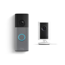 Ring - Battery Doorbell 2K (newest model), Speckled Gray + Indoor Cam Plus - ...