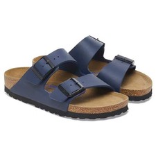 Birkenstock Arizona Birko-Flor Leather Soft Footbed Unisex Blue Sandals All Size