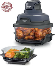 Ninja Crispi Glass Air Fryer, 4-in-1, Grey, 4 Qt and 6 Cup, FN101GY