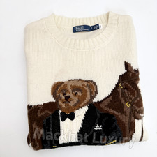POLO RALPH LAUREN Men’s Extra Large Beige Polo Bear Horse Wool Sweater