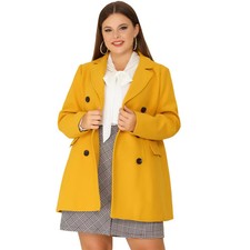 Women Plus Size Winter Outfits Notched Lapel Double Breasted Overcoats - Agnes