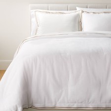 California King Double Flange Merrow Stitch Comforter & Sham Set White/Camel - (New without tags)