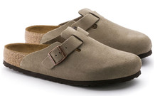 New Birkenstock Boston Soft Footbed Suede Leather Unisex Clogs-Taupe