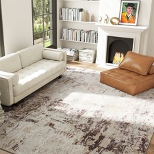 HOMCOM Area Rug 8x10, Machine Washable Rug for Living Room, Mixed-Brown