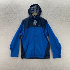 Columbia Rain Jacket Mens Small Blue Glennaker Lake Hooded Windbreaker Outdoor