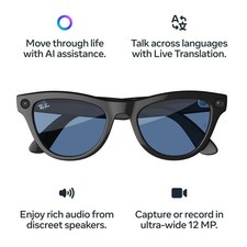 Ray-Ban Meta Skyler Glasses - Shiny Black Frames Blue Transition Lenses: Smart (Open box)