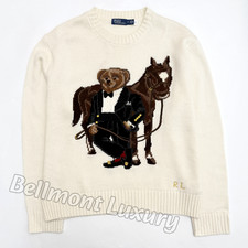 POLO RALPH LAUREN Polo Bear Horse Equestrian Knit Sweater Women’s Cream S NWT