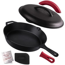 Pre-Seasoned Cast Iron Skillet Set - 12" with Lid
