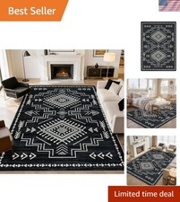 Moroccan Black 8x10 Area Rugs for Living Room, Non-Slip Western Large Bedroom...