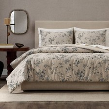 Jeremiah Brent Home 3pc King Floral 'Palacio' Cotton Comforter Set Beige (New without tags)