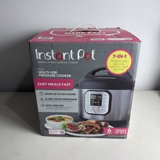 Instant Pot DUO60 V4 6 qt. 7-in1 Electric Pressure Cooker - Black/Silver-NEW (Open box)
