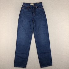 Madewell Jeans Womens 24 Blue Baggy Straight 100% Cotton Dark Wash Denim NWT NEW