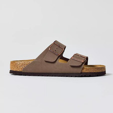 Birkenstock Arizona Birkibuc Two-Strap Men's Regular Sandals Mocha/Stone