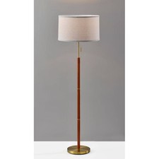 Adesso Brass Walnut Rubber Solid Wood Finish Floor Lamp (Open box)