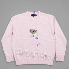 POLO RALPH LAUREN Pink Collection Cotton Bear Knit Sweater Women Small NWT