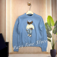 POLO RALPH LAUREN Light Blue Polo Bear Sweater Women Size - M
