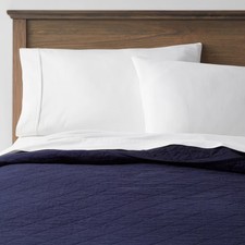 King Diamond Stitch Cotton Linen Quilt Navy - Threshold: OEKO-TEX (New without tags)