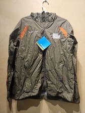 T265) Columbia Mens Brown Medium Hooded Rain Coat Omni-Shield Windbreaker XM3408