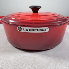 Le Creuset Vintage Enameled Cast Iron Oval Dutch Oven 6 3/4 Qt 31cm Red France