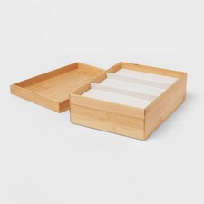 9"x12" Stackable Bamboo Accessory Tray Set with Lid - Brightroom: