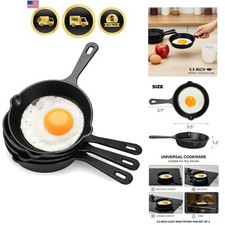 4 Pack Small Cast Iron Skillet, 5-1/2 Inch Frying Pans with Double Drip-Spout...