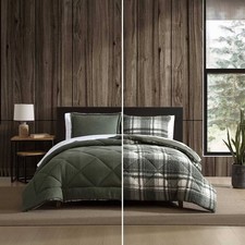 Eddie Bauer Full/Queen Big Lake Plaid Comforter Set Green