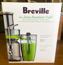 BREVILLE Juice Fountain Cold Centrifugal Juicer, 70 fl oz Silver BJE430SIL NOB (Open box)